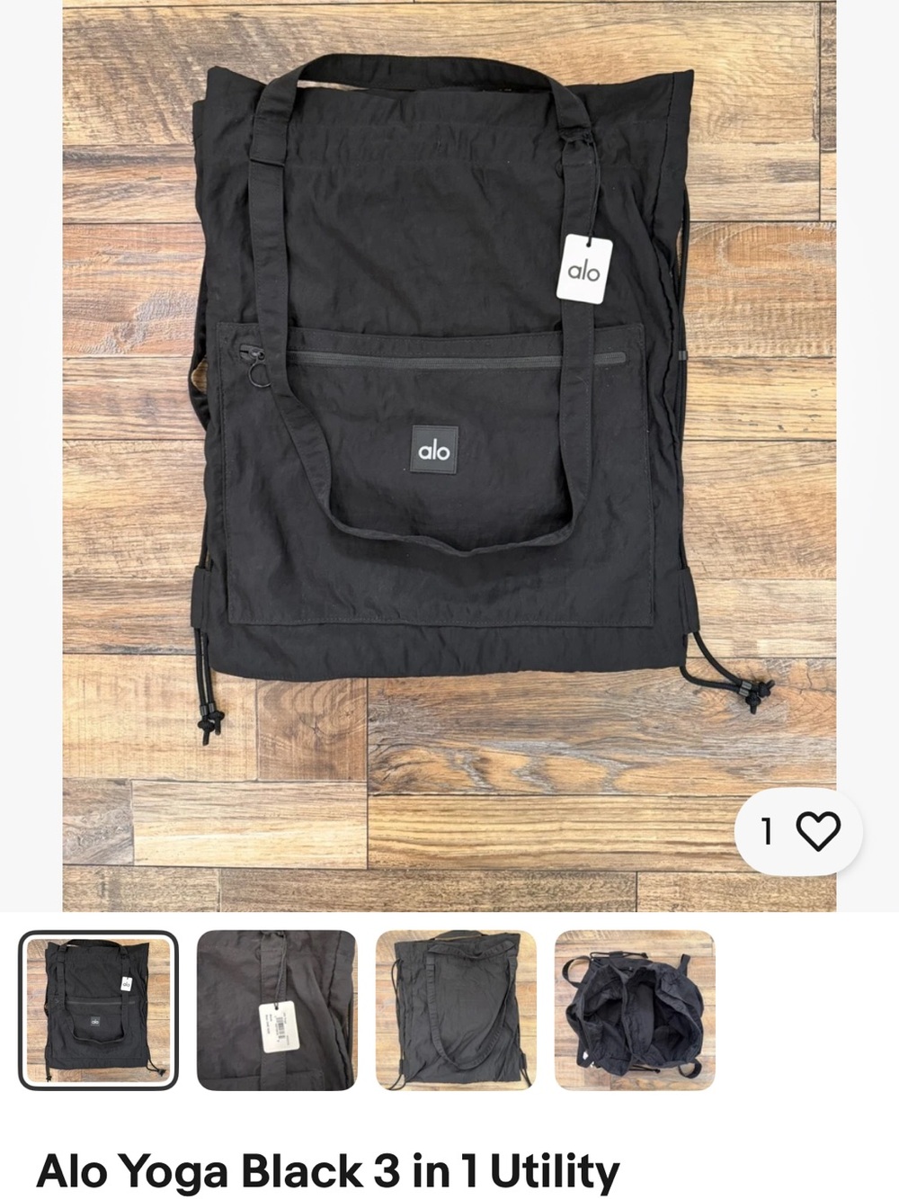 ALO Yoga Black Convertible 3-in-1 Utility Backpack Tote